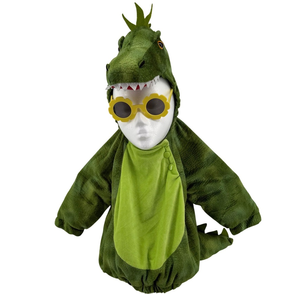 Dinosaur Costume Baby 12-18M Green Plush Hooded Halloween T-Rex Toddler